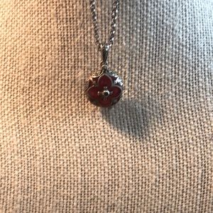 Red and burnished silver necklace